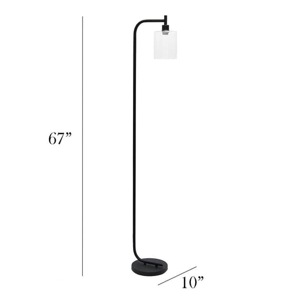 Simple Designs Modern Iron Lantern Floor Lamp w/Glass Shade