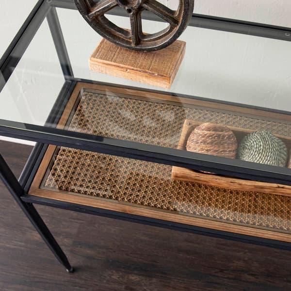 Southern Enterprises Bladeston Glass-Top Console Table