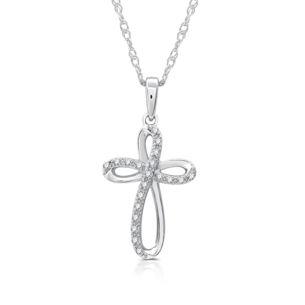 Nova Star&#40;R&#41; 1/10cttw. Lab Grown Diamond Ribbon Cross Pendant - image 