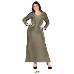 Plus Size 24/7 Comfort Apparel Long Sleeve Shimmery Maxi Dress