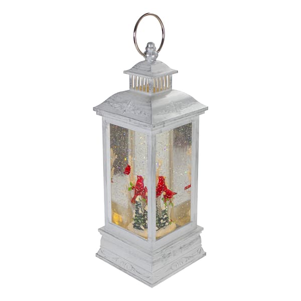 Northlight Seasonal Brushed Silver Christmas Cardinals Snow Globe