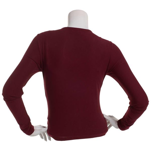 Juniors 7th & Hudson Long Sleeve Double Layer Deep V-Neck Tee