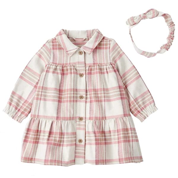 Baby Girl &#40;3-24M&#41; Carter''s&#40;R&#41; Plaid Long Sleeve Dress with Headband