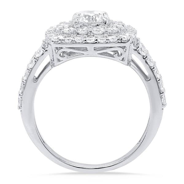 Nova Star® Sterling Silver Lab Grown Diamond Halo Cushion Ring