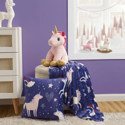Olivia & Finn 3pc. Unicorn Throw and Decorative Pillow Set