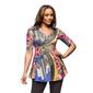 Womens 24/7 Comfort Apparel Multicolor Floral Henley Tunic Top - image 4