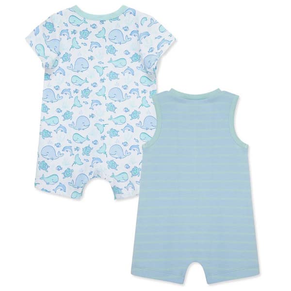 Baby Boy &#40;3-12M&#41; Little Me&#174; 2pk. Sea Life & Stripe Rompers