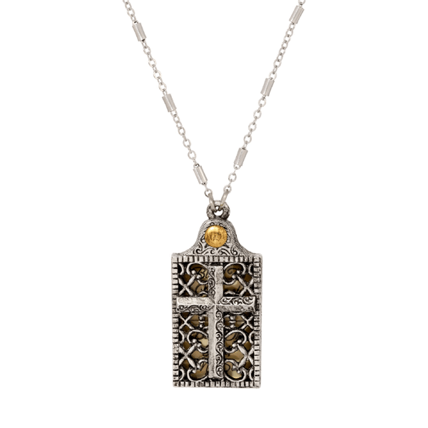 Symbols of Faith ''Bless The Name'' Prayer Cross Locket Necklace - image 