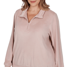 Plus Size Alfred Dunner Luxe Be A Lady Quarter Zip Sweater
