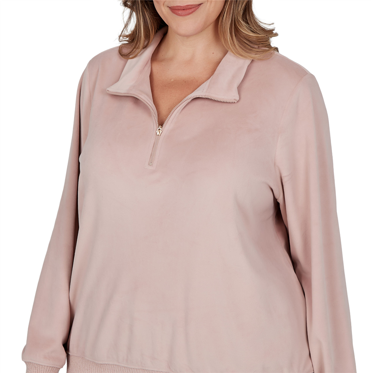 Plus Size Alfred Dunner Luxe Be A Lady Quarter Zip Sweater