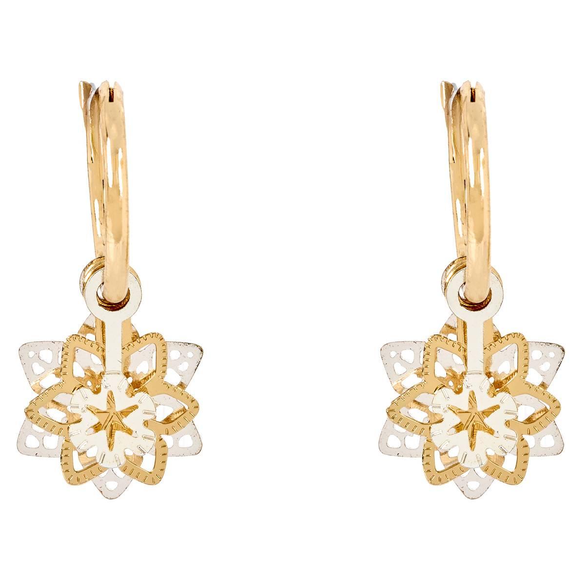 Two-Tone Open 3D Snowflake Earrings