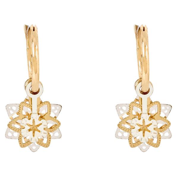 Two-Tone Open 3D Snowflake Earrings