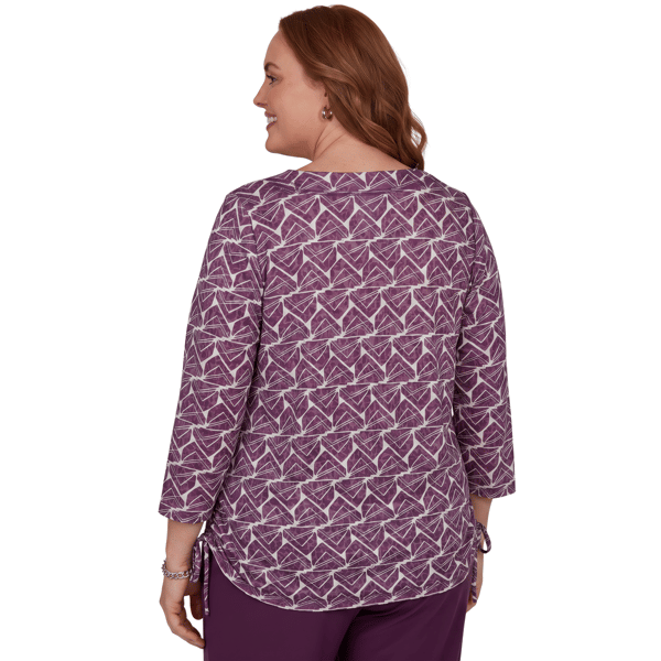 Plus Size Alfred Dunner Good To Go 3/4 Sleeve Geometric Blouse