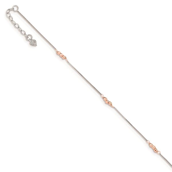 Gold Classics(tm) 14kt. Gold Two-Tone Mirror Beaded 9in. Anklet - image 