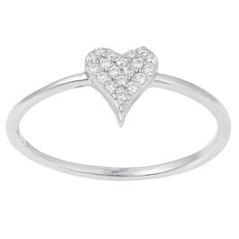 Sterling Silver Cubic Zirconia Pave Heart Ring