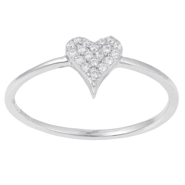 Sterling Silver Cubic Zirconia Pave Heart Ring - image 