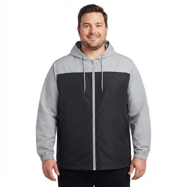 Mens Axcent Color Block Windbreaker - Light Grey/Black