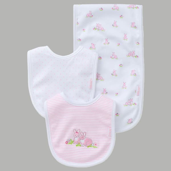 Baby Girl Little Me(R) Baby Bunnies Bib & Burp Cloth Set - image 