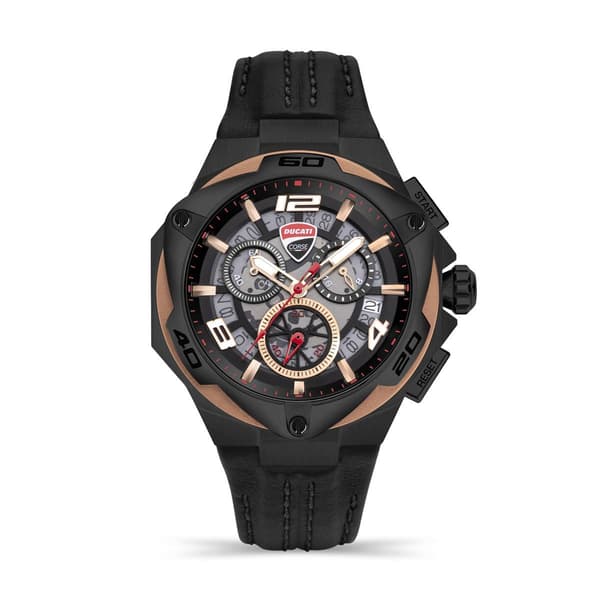Mens Ducati Corse Motore Black Band/Black Dial Watch-DTWGC0000303