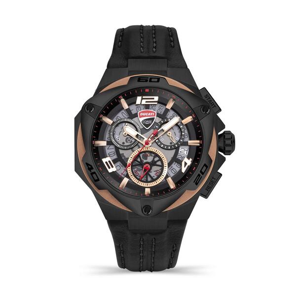 Mens Ducati Corse Motore Black Band/Black Dial Watch-DTWGC0000303 - image 
