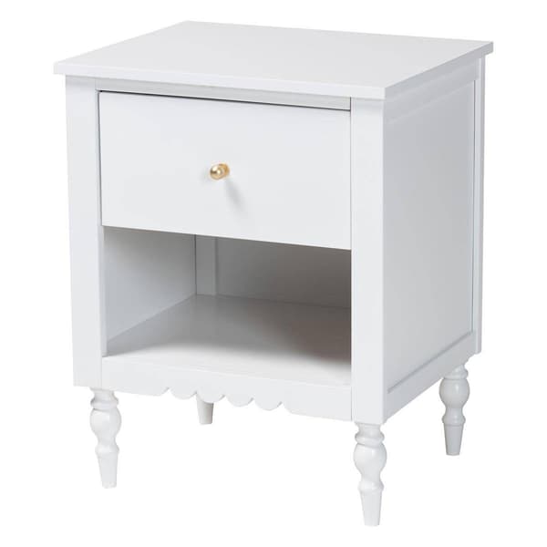 Baxton Studio Roni Modern White Wood 1-Drawer Nightstand - image 