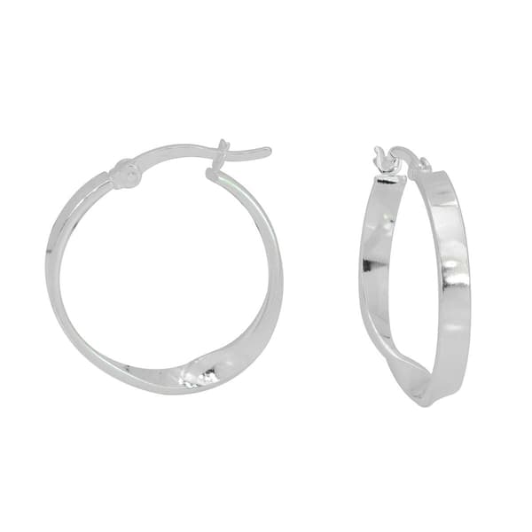 Sterling Silver Fancy Polished Hoop Earrings - image 