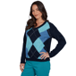 Womens Hearts of Palm Autumn Breeze Long Sleeve Argyle Sweater - image 3
