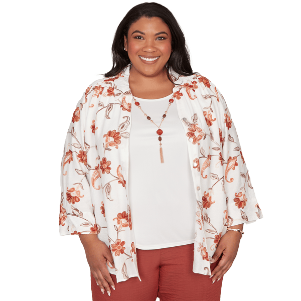 Plus Size Alfred Dunner Spice Market Paisley Floral Collared Two - image 