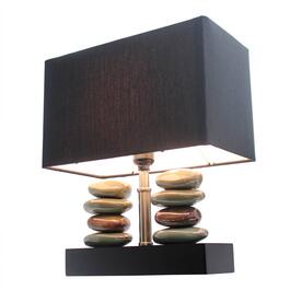 Elegant Designs Dual Stacked Stone Black Shade Ceramic Table Lamp