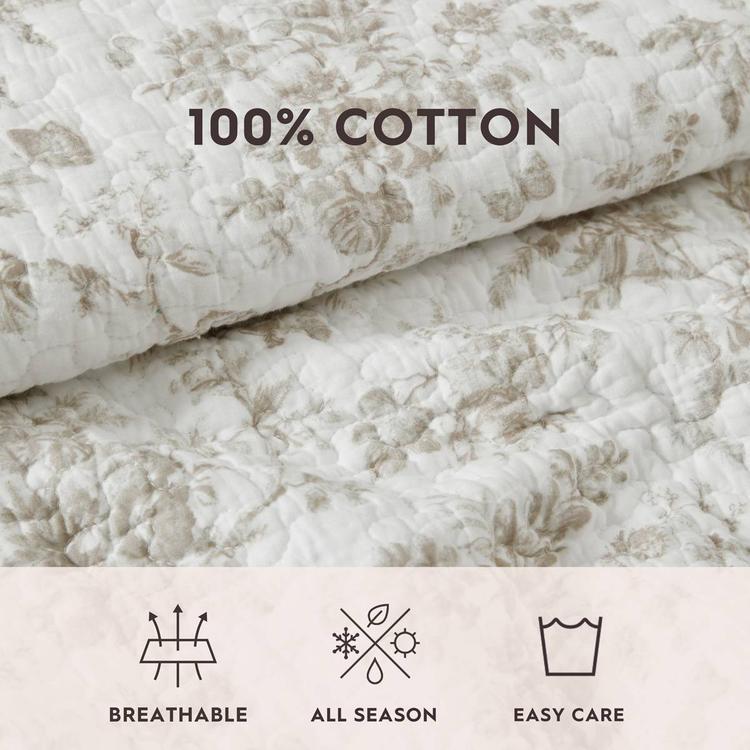 Laura Ashley Walled Garden Cotton Reversilbe Quilt Set