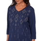 Petite Alfred Dunner Austin Rhinestone Diamond V Neck Blouse - image 5