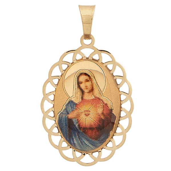 Gold Classics(tm) Gold Virgin Mary w/ Cross Lords Prayer Pendant - image 