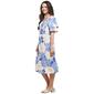 Womens Luxology Puff Sleeve Floral Linen Midi Challis Dress - image 4