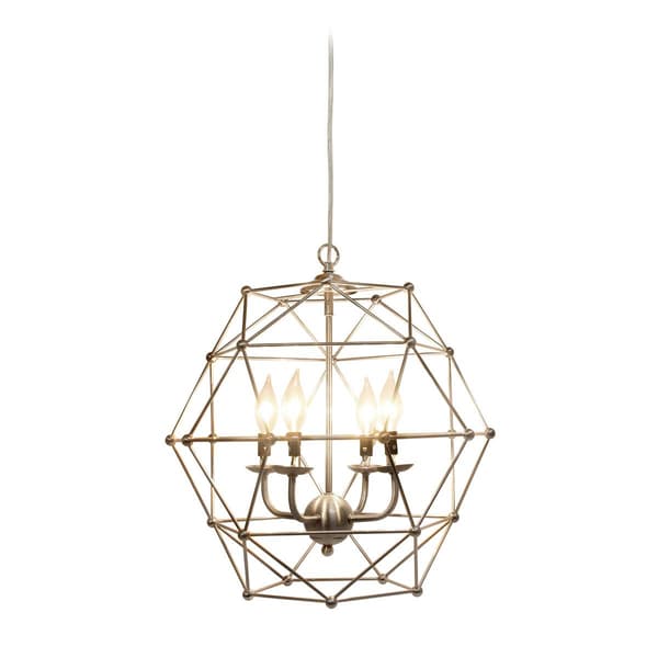 Elegant Designs Industrial 4 Bulb Hexagon Pendant Light - image 