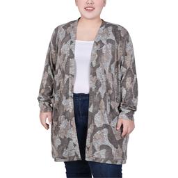 P/H 8/25 Plus Size NY Collection Long Sleeve Camo Cardigan
