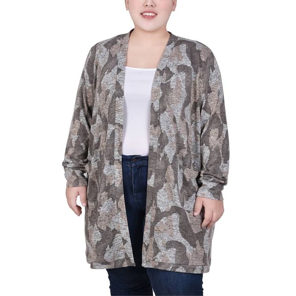 P/H 8/25 Plus Size NY Collection Long Sleeve Camo Cardigan