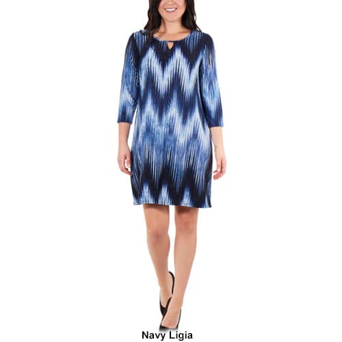 Womens NY Collection Chevron Keyhole Shift Dress