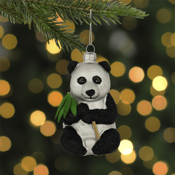 Northlight Glittered Panda Bear Glass Christmas Ornament