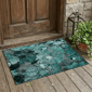 HomeRoots Teal Black & Grey Abstract Indoor Outdoor Accent Rug - image 1