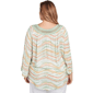 Plus Size Ruby Rd. Tropical Oasis Crochet V-Neck Stripe Blouse - image 2