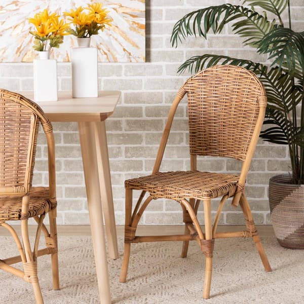 Baxton Studio Neola Bohemian Rattan 2pc. Dining Chair Set