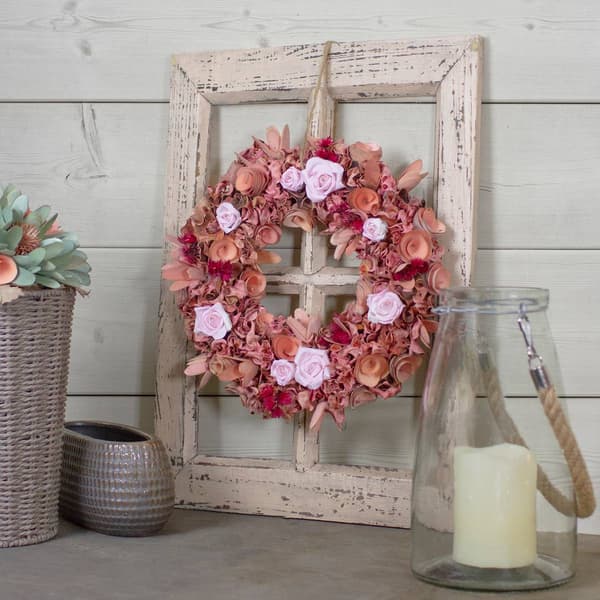 Northlight Seasonal Artificial Roses & Wooden Floral Wreath