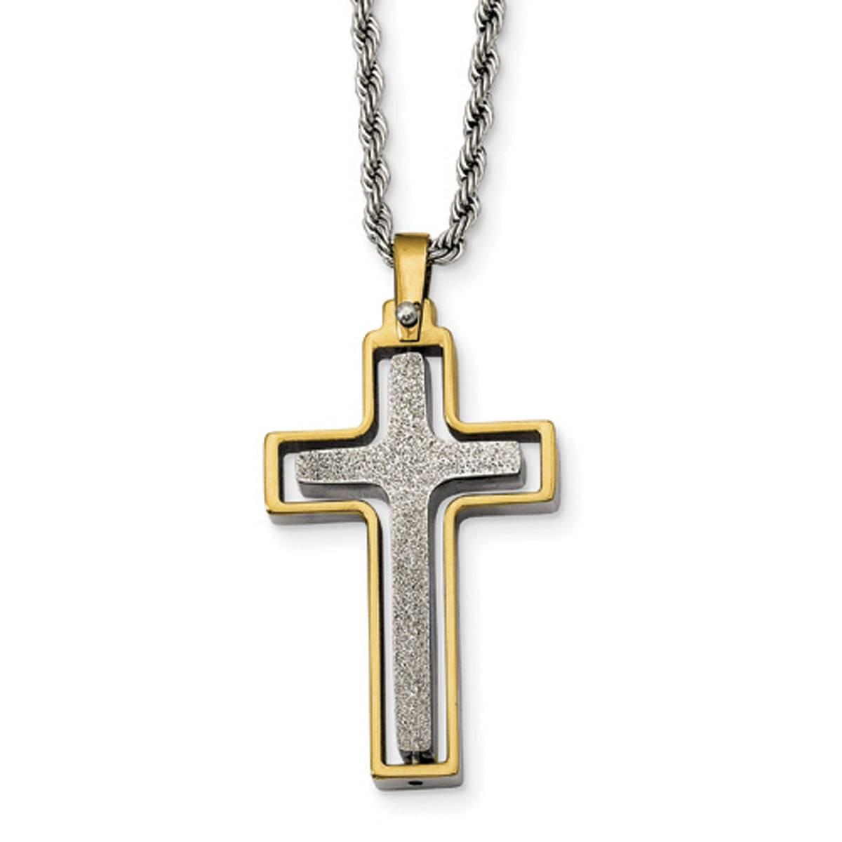 Mens Gentlemens Classics™ Yellow IP-Plated Cross Necklace