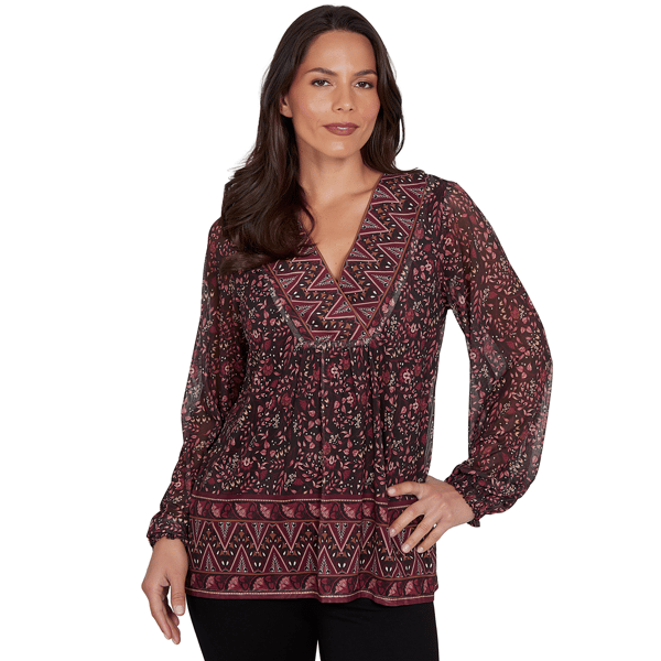 Womens Skye''s the Limit Wild Romance Long Sleeve Floral Blouse - image 