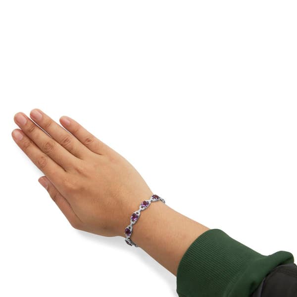 Haus of Brilliance Purple Amethyst & 1/20ctw. Diamond Bracelet