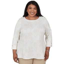 Plus Size Alfred Dunner Cityscape 3/4 Sleeve Floral Blouse
