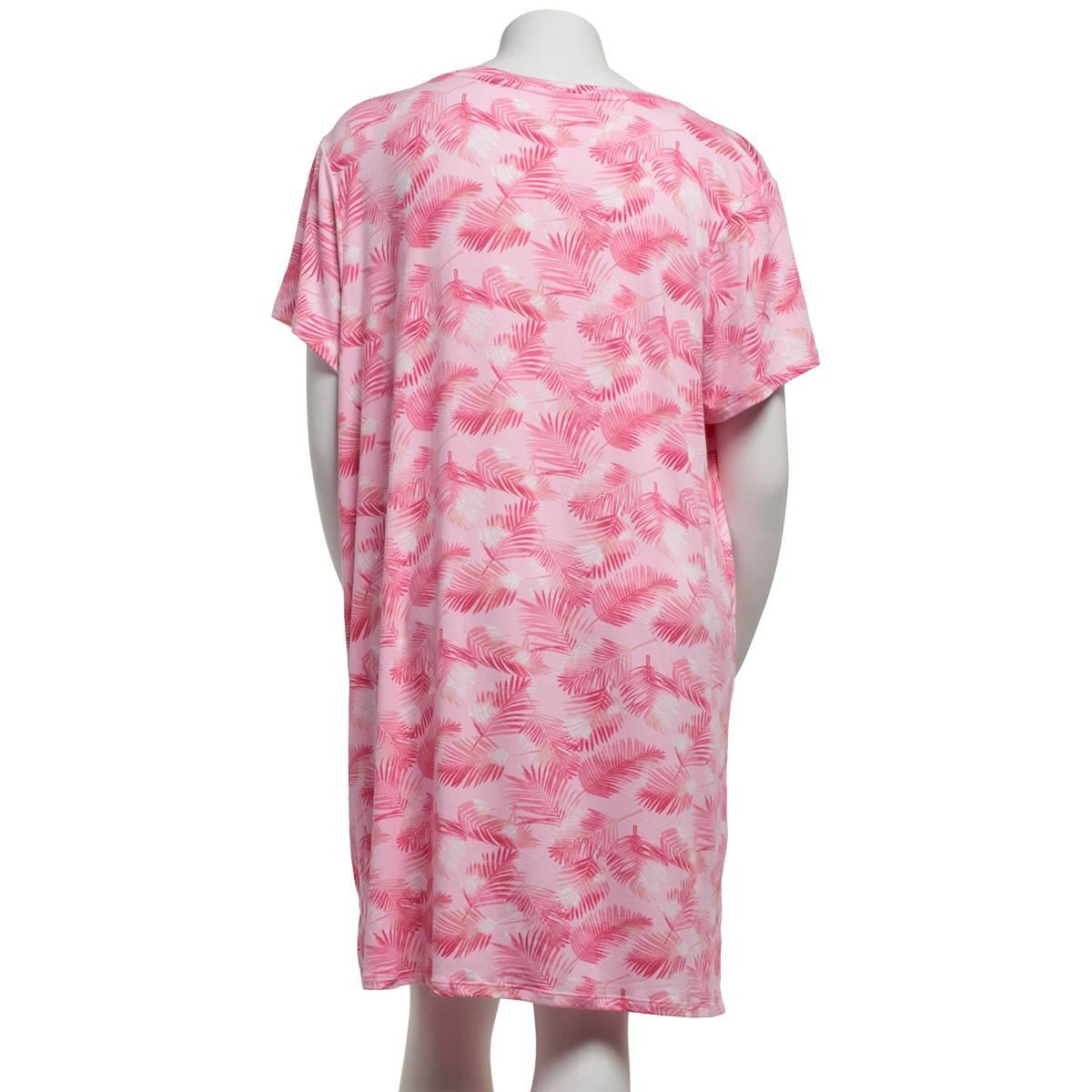 Plus Size Jaclyn Short Sleeve Tropical Scoop Neck Nightshirt