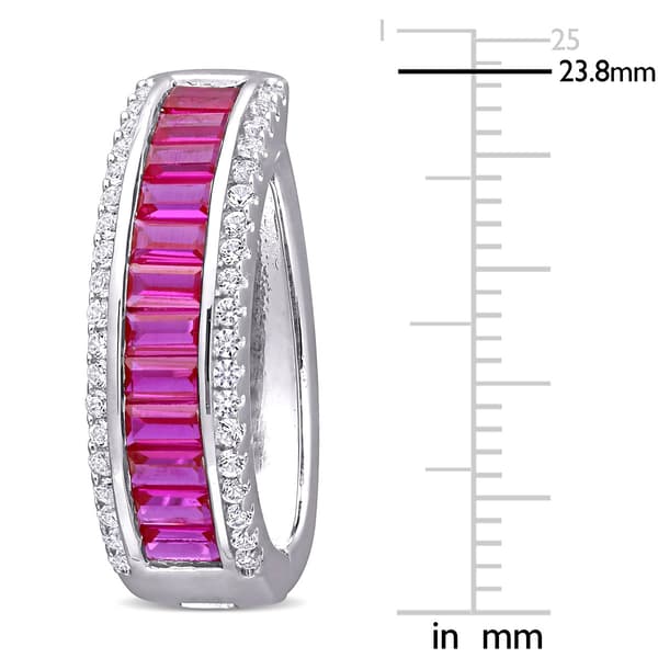 Gemstone Classics&#8482; Ruby & White Sapphire Hoop Earrings