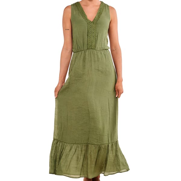 Womens Luxology Sleeveless V-Neck Gauze Maxi Dress