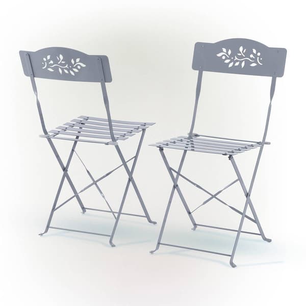 Alpine 3pc. Grey Metal Bistro Set w/ Leaf Details